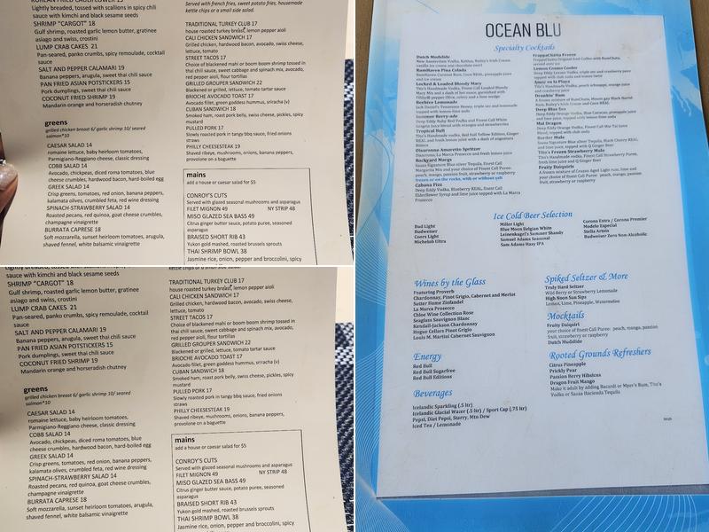 Ocean Blu Cafe Menu