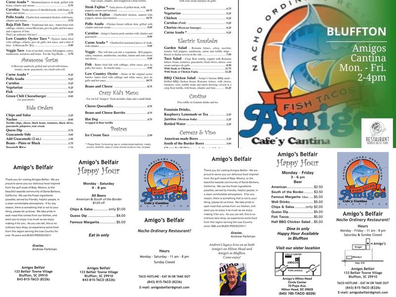 Amigos Cafe Y Cantina Menu