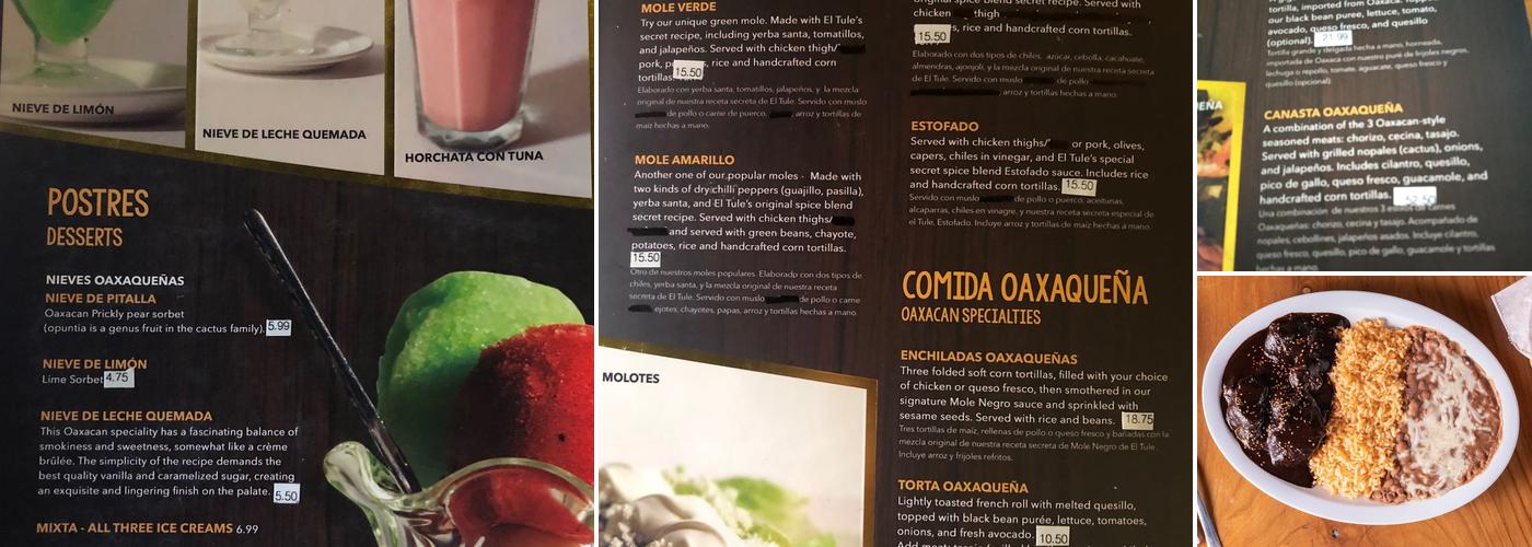El Tule Menu