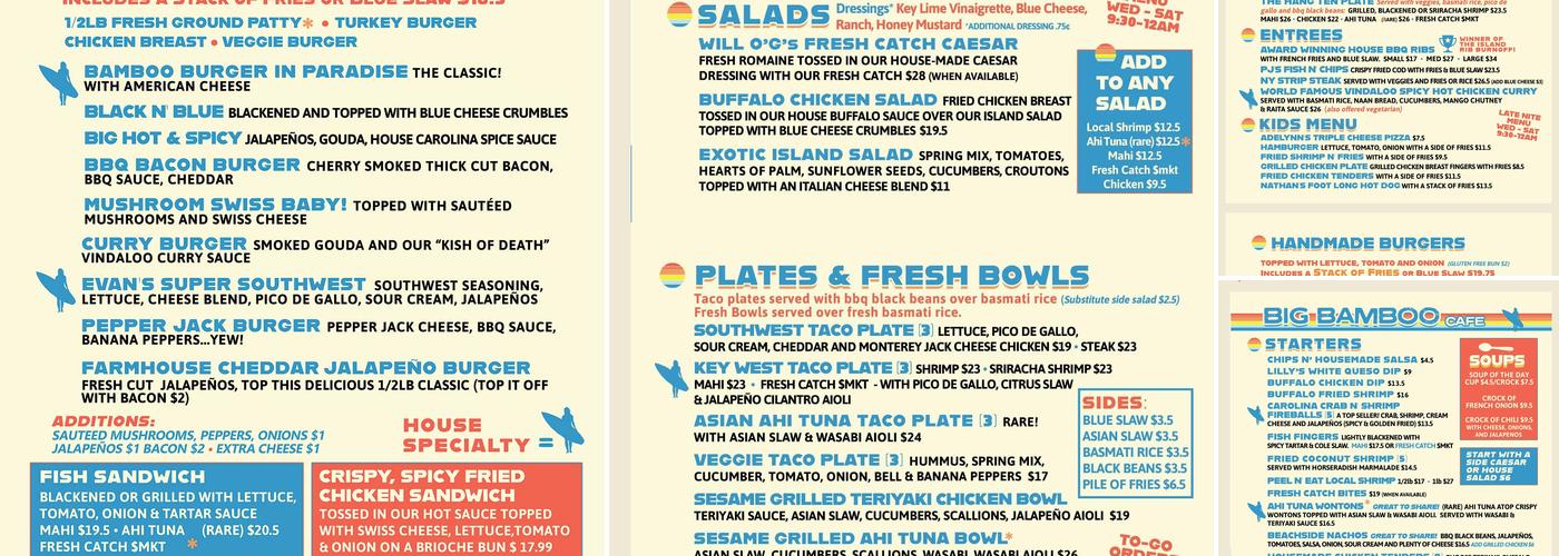 Big Bamboo Café Menu