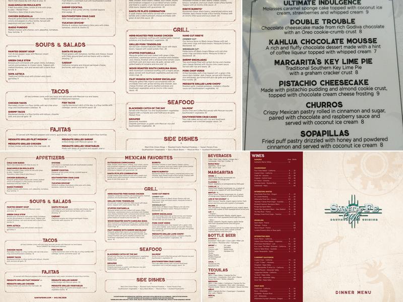 Santa Fe Cafe Menu