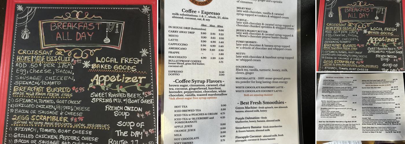 Friendship Coffee Company Menu