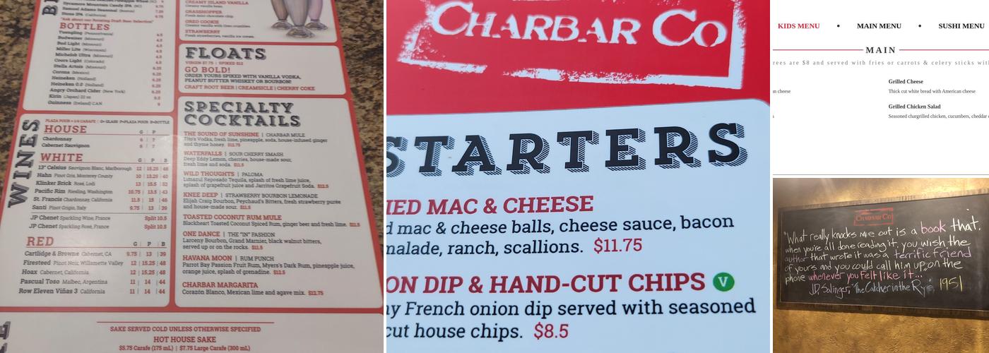 Charbar Co. Burgers & Sushi Menu