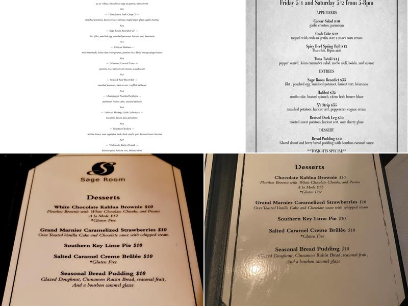 Sage Room Menu