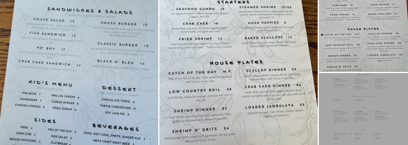 Bubba Gumbo’s Menu