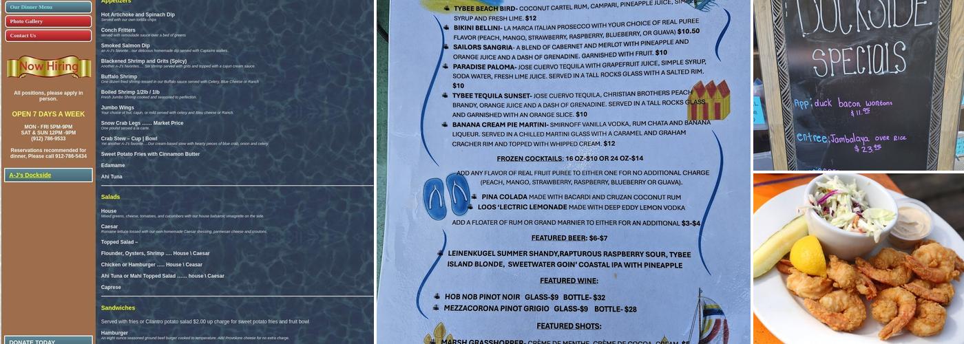 A-J's Dockside Restaurant Menu