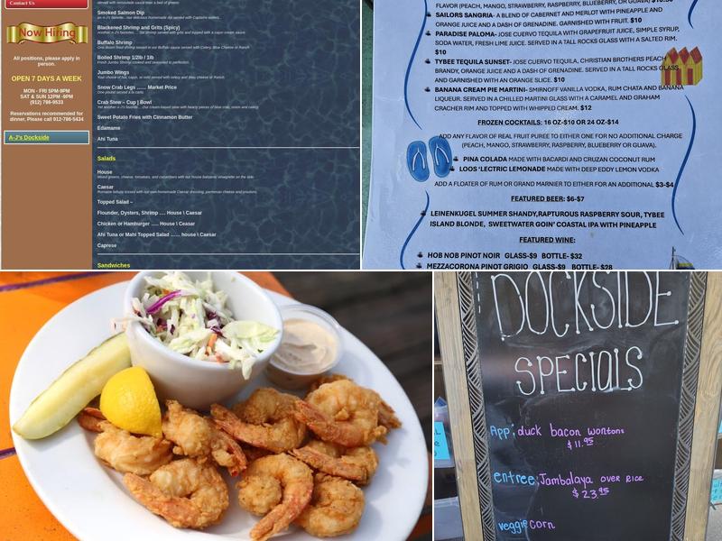 A-J's Dockside Restaurant Menu