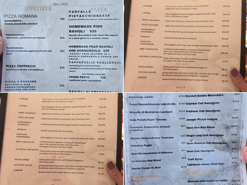 Sicilia In Bocca Menu