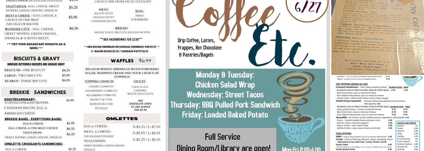 Wonder City Coffee & Bistro Menu