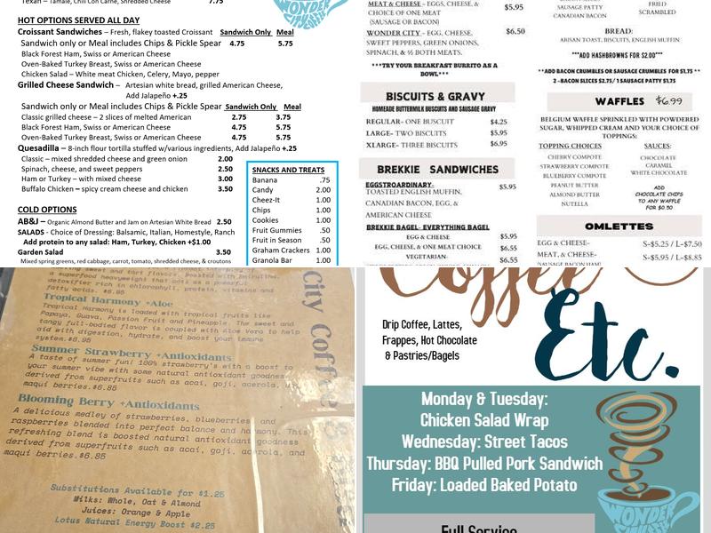 Wonder City Coffee & Bistro Menu
