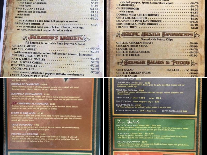 Chuck Wagon Cafe Menu