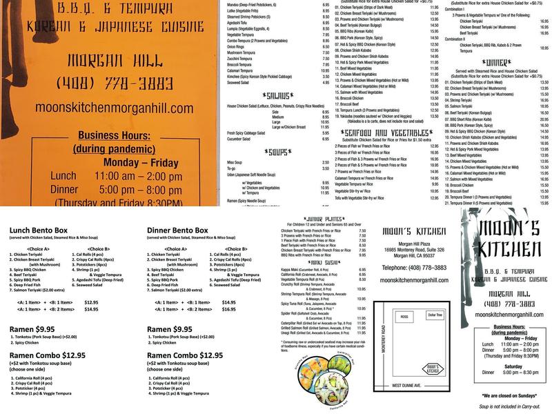 Moon's Kitchen Menu