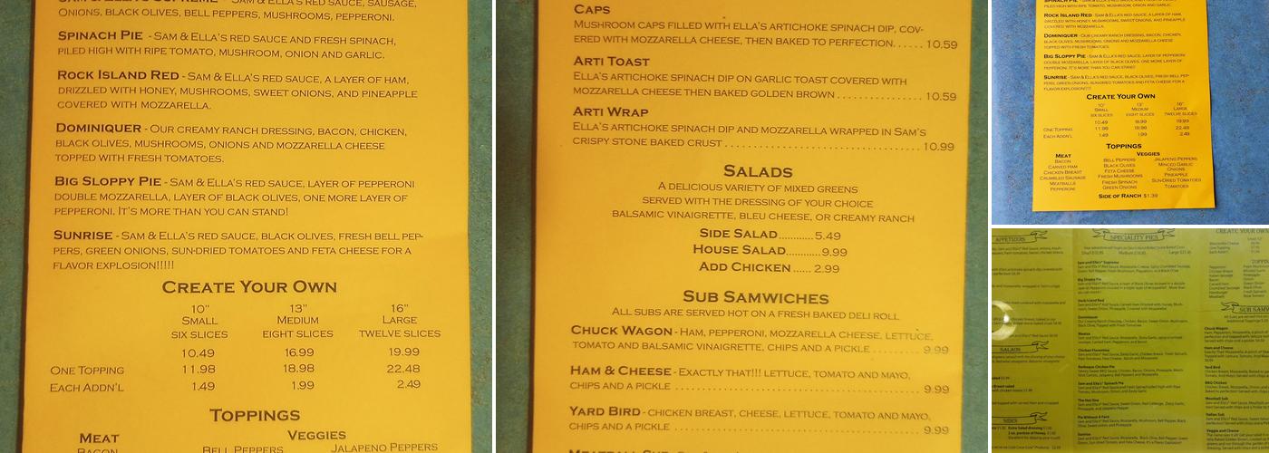Sam & Ella's Chicken Palace Menu