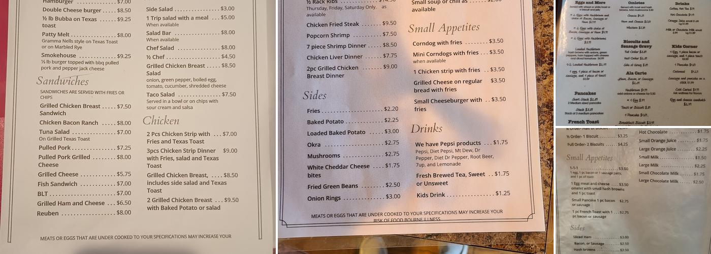 Gramma Nell's Menu