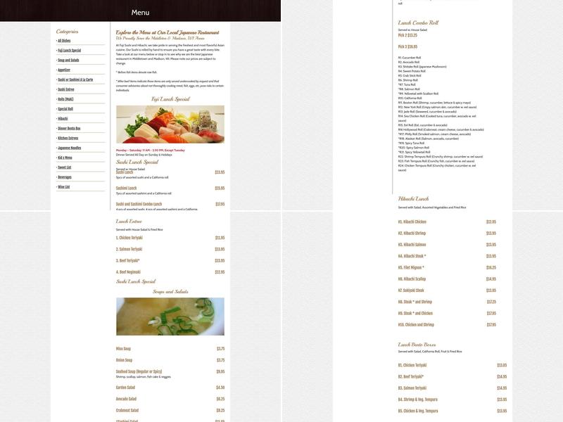 Fuji Sushi & Hibachi Menu