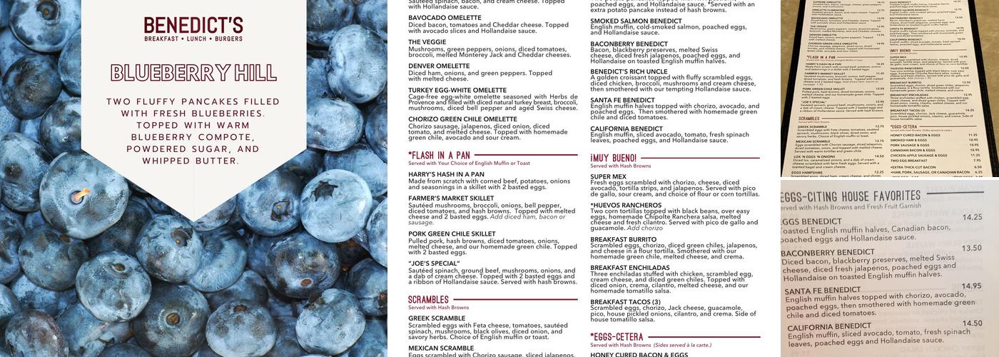 Benedict's Restaurant Menu
