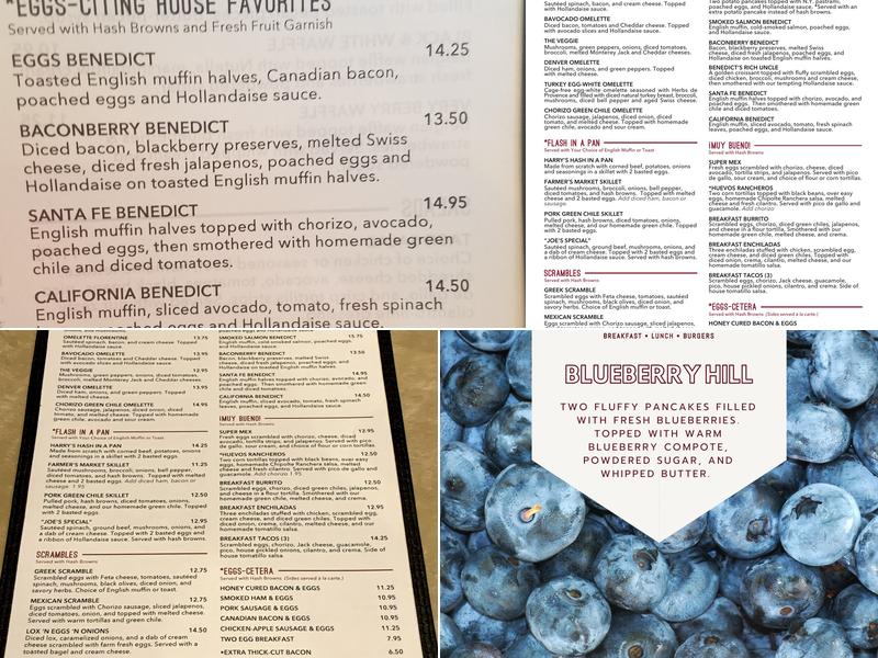 Benedict's Restaurant Menu