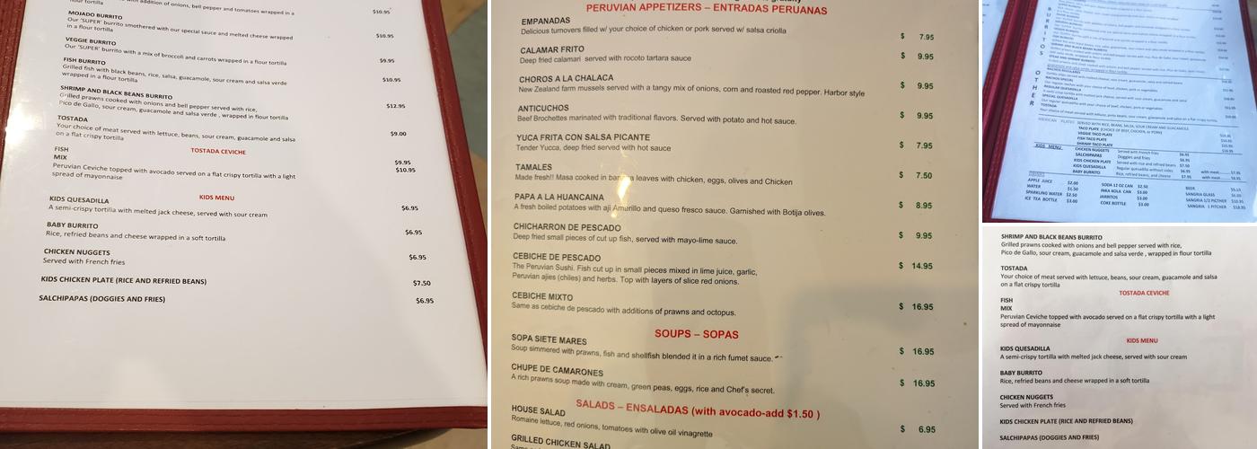 El Toro Loco Menu