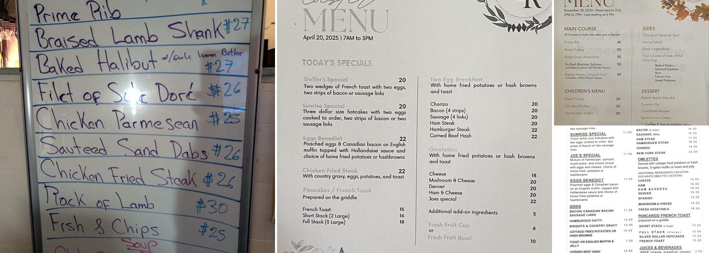 Sharp Park Restaurant Menu