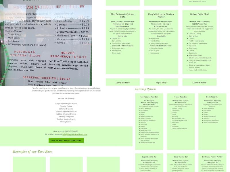 The Green Enchilada Menu