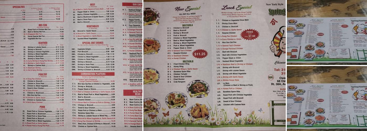 Spring Garden Menu