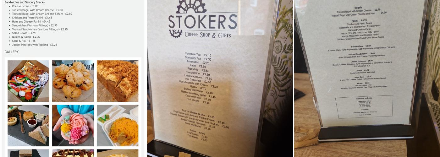 Stokers Cafe. Menu