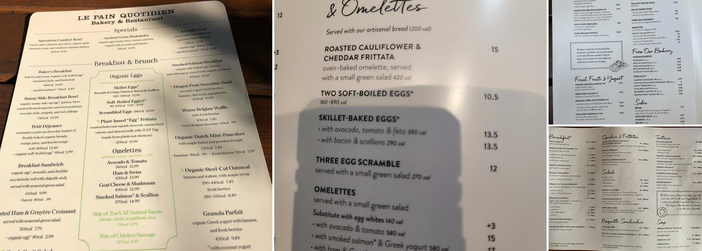 Le Pain Quotidien Menu