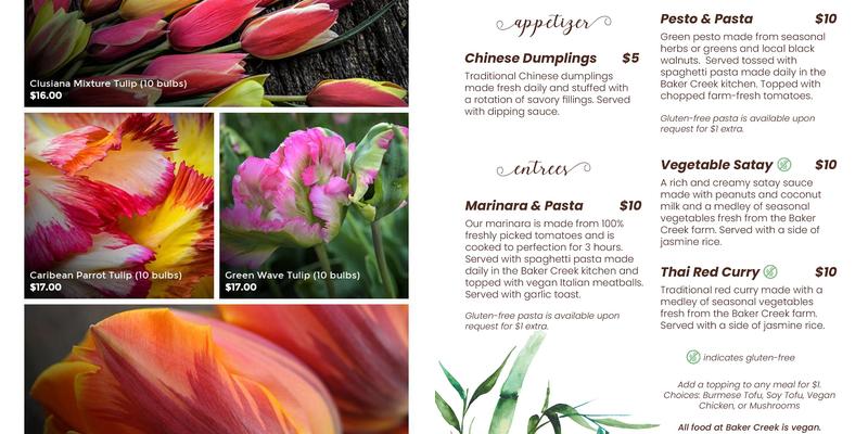 Baker Creek Heirloom Seed Company Restaurant Menu