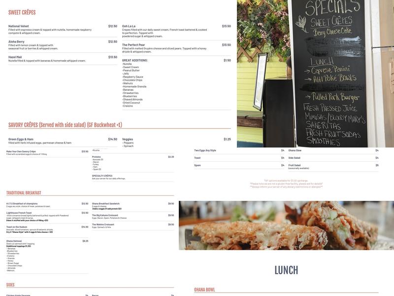 Ohana Café Menu
