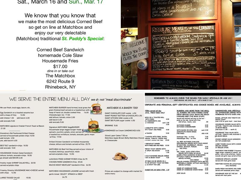 The Matchbox Cafe Menu