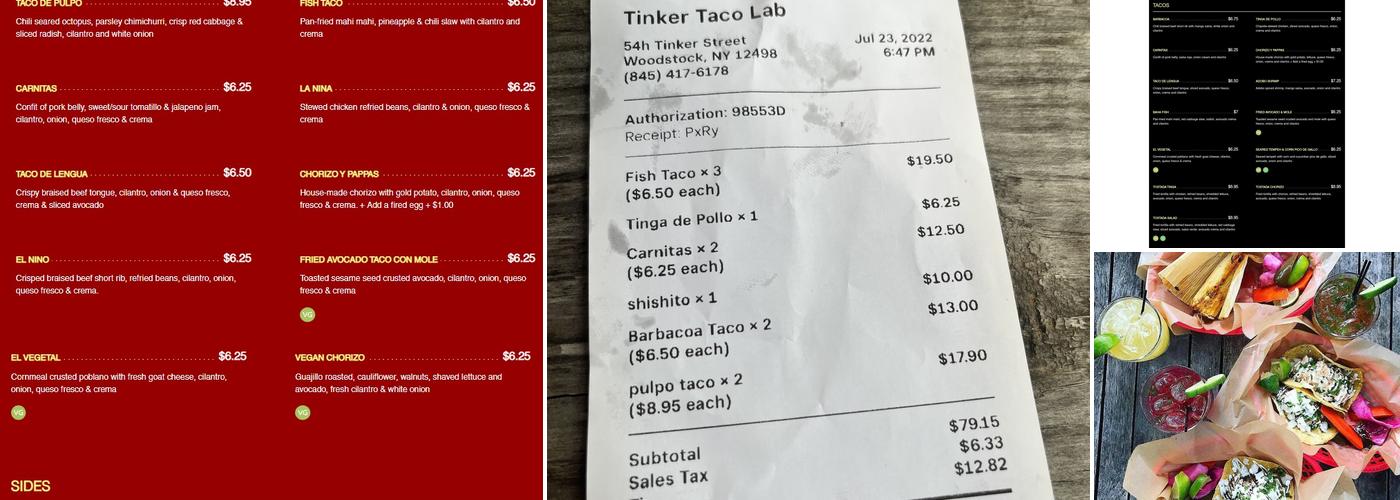Tinker Taco Menu
