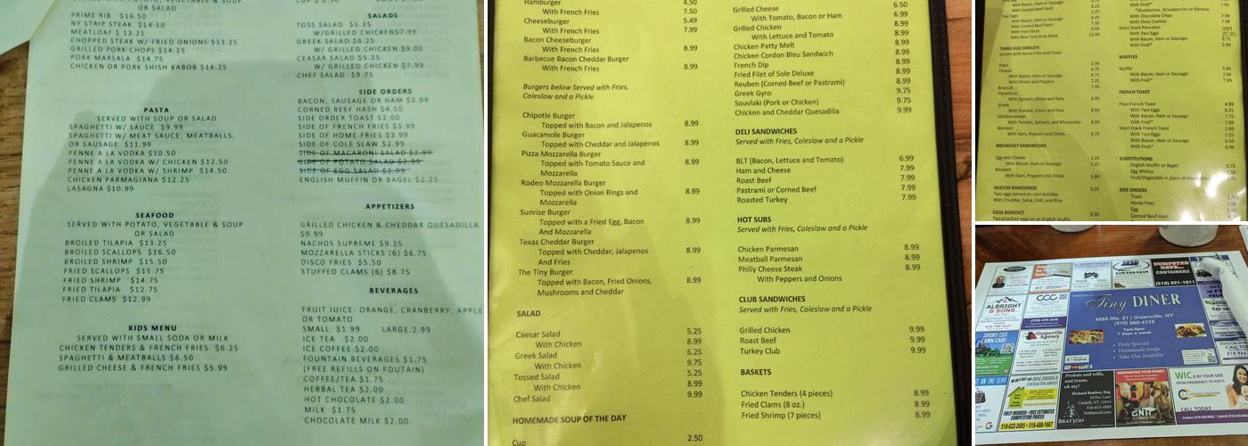 Tiny Diner Menu