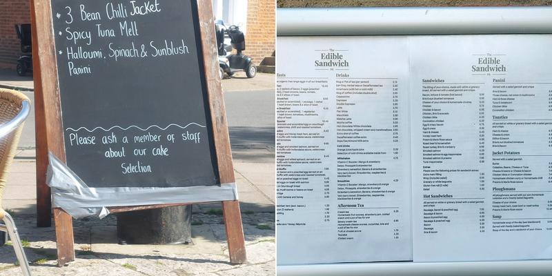 The Edible Sandwich Co. Menu