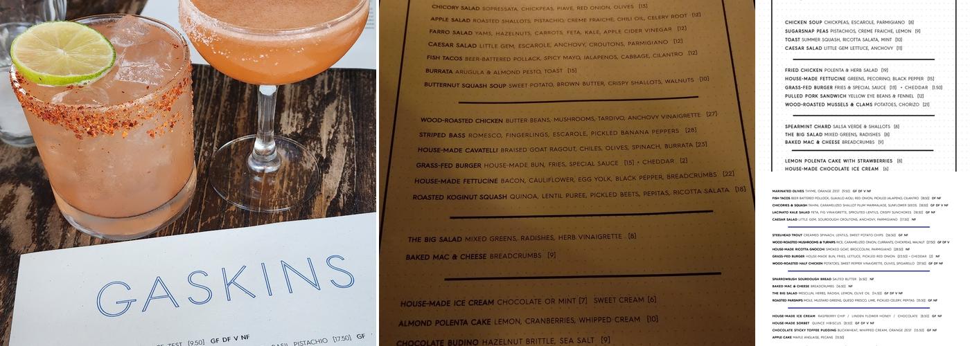 Gaskins Menu