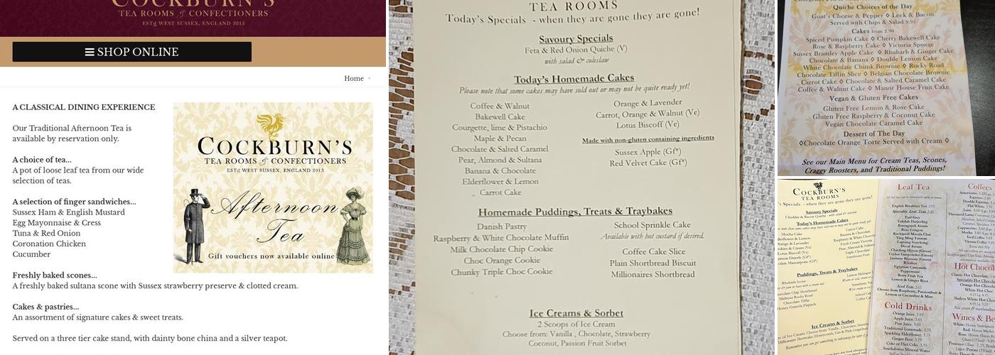 Cockburn's Tea Rooms Menu