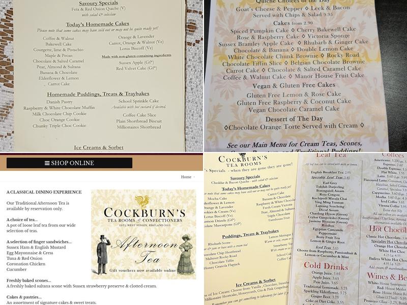 Cockburn's Tea Rooms Menu