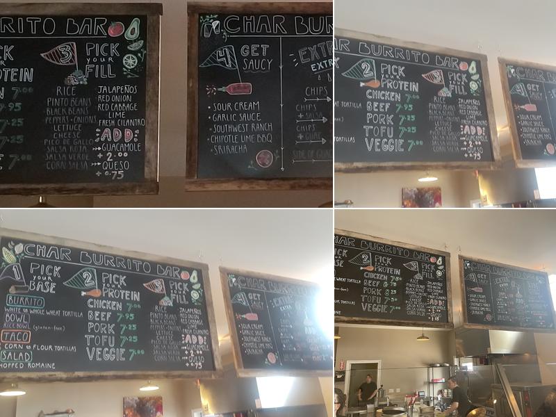 Char Burrito Bar Menu