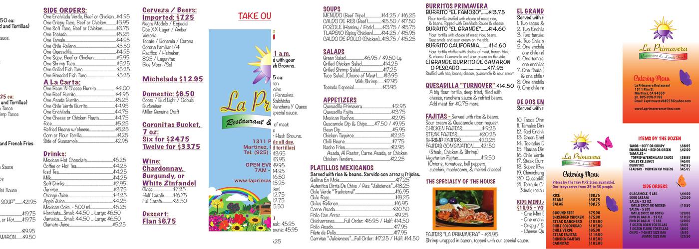 La Primavera Lunch Truck Menu