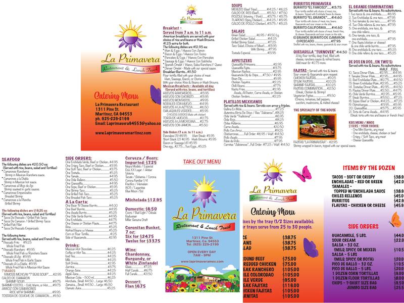 La Primavera Lunch Truck Menu