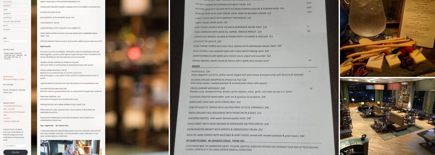 The Silver Fork Menu