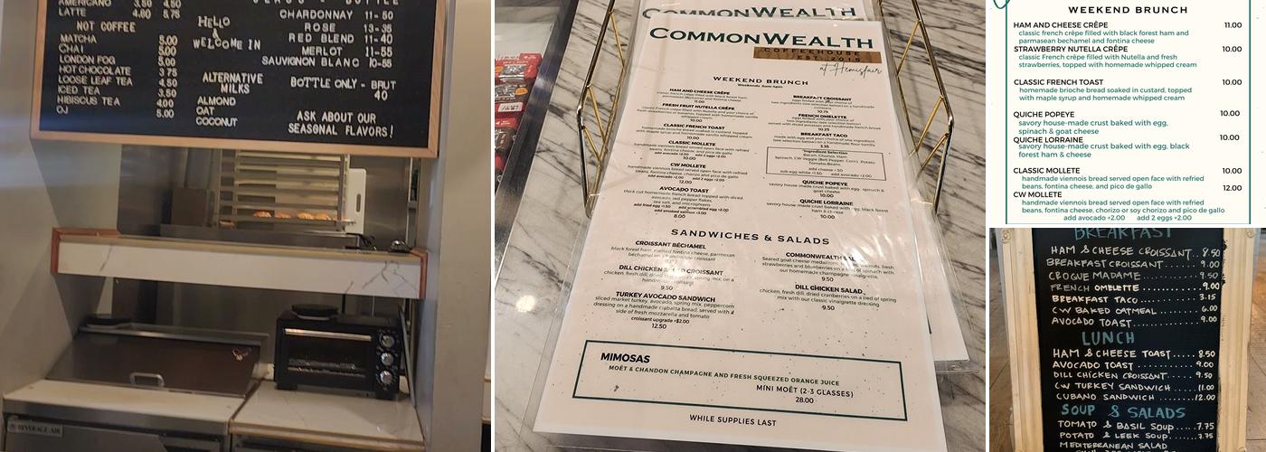 CommonWealth Coffeehouse & Bakery Menu