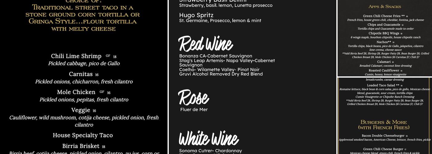 Bar802 Menu