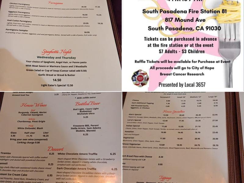 Alex Di Peppe’s Menu