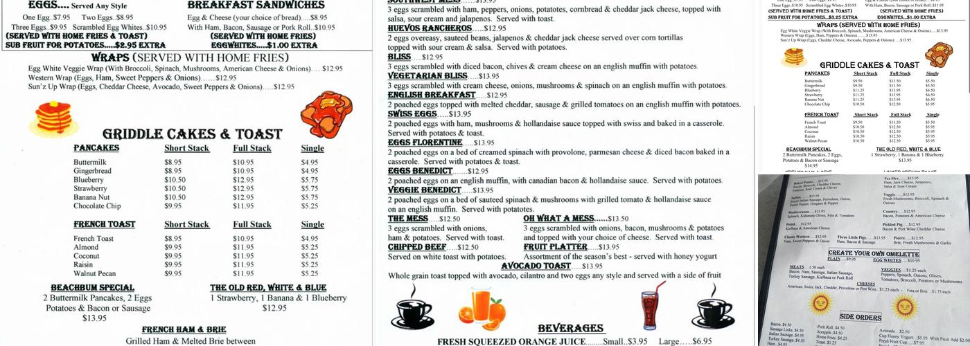 Sun'z Up Cafe Menu