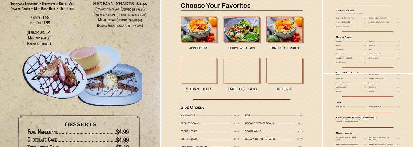 Dos Amigos Menu