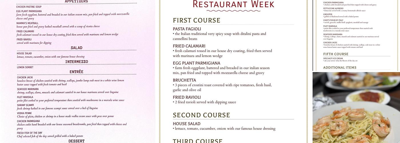 Alfe's Restaurant Menu