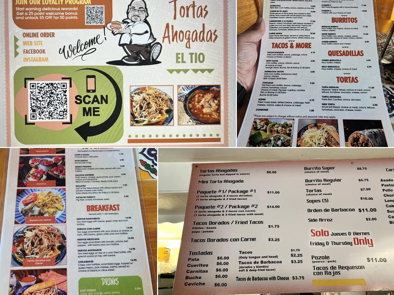 Tortas Ahogadas El Tio Menu