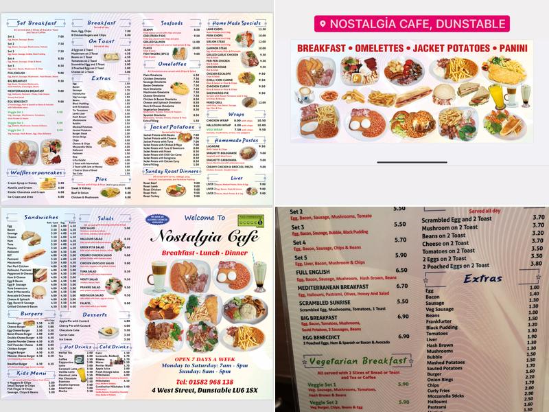 Cafe Nostalgia dunstable Menu