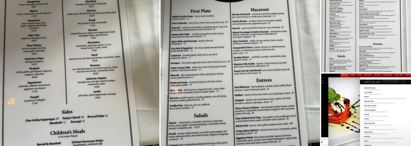 Panico's Bistro Menu