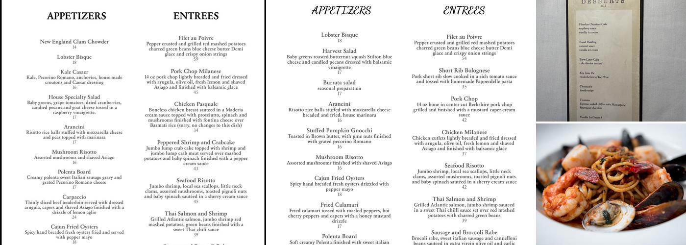 Tisha's Fine Dining Menu